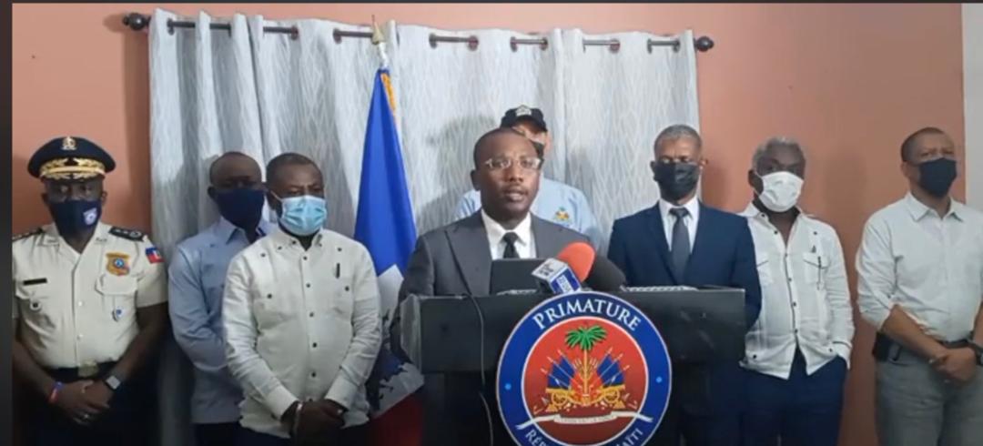 Le PM  Claude Joseph lors d'un point  de presse 