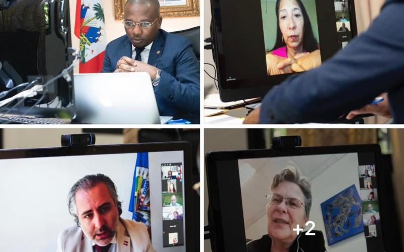Le ministre Claude Joseph et les membres du Core Group