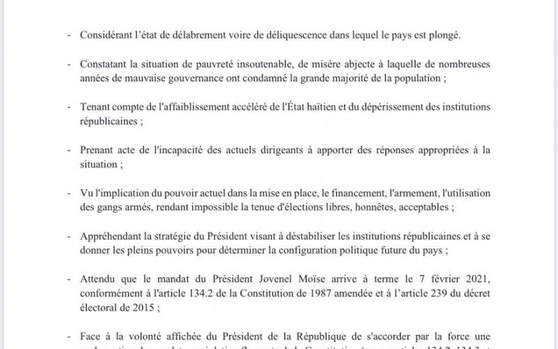 Acte d'engagement des partis de l'opp et de la société civile 
