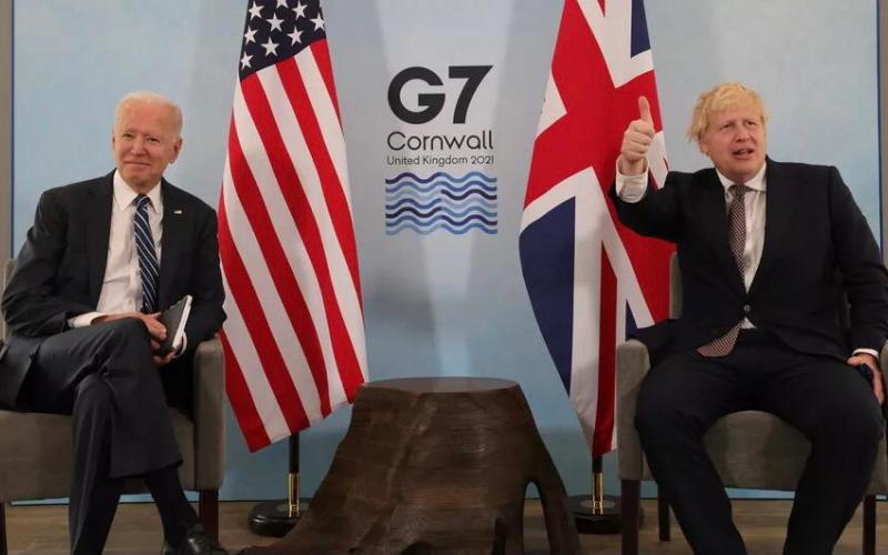 Le président americain Joe Biden et le Premier ministre britannique, Boris Johnson, à Carbis Bay