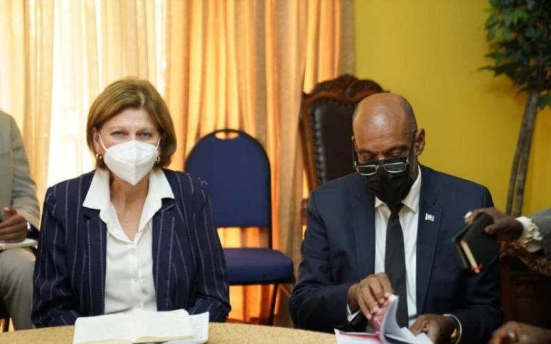Helen B. La Lime et Ariel Henry en réunion hier