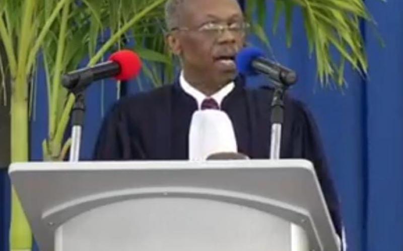 Dr Jean-Bertrand Aristide, lors de son discours.