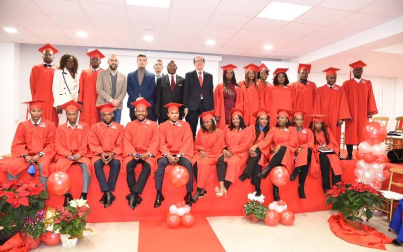 Photo prise en décembre 2021 lors de la graduation de boursiers haïtiens en Italie