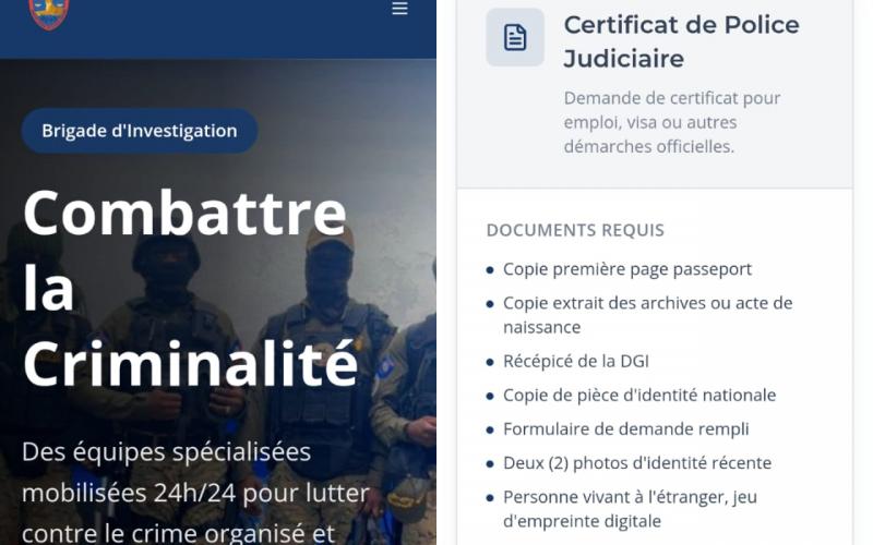 Illustration : capture d'écran de l'Interface du site de la DCPJ